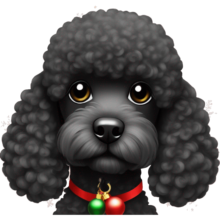 Black poodle with Christmas ornament￼ emoji