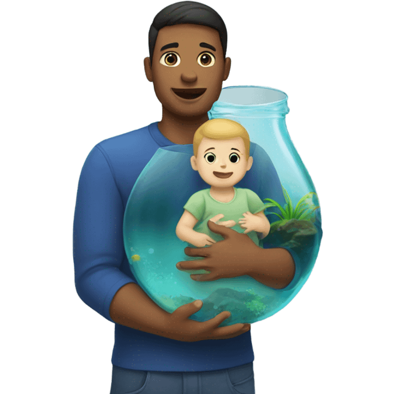 Man with baby in aquarium emoji