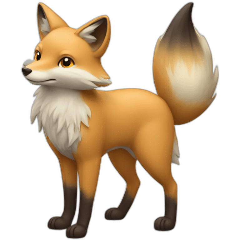 beige fox full body with multuple tails emoji