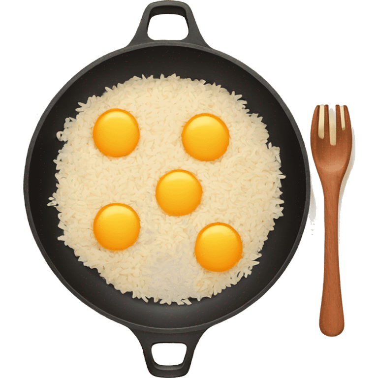 skillet with rice, peppers, and cheese emoji