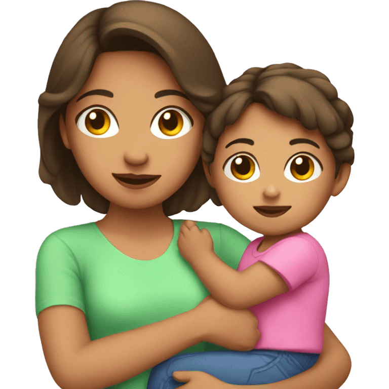 hispanic girl with pink shirt holding a baby  emoji