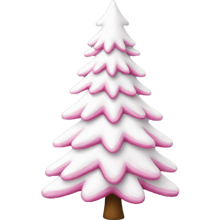 white and pink snowy christmas tree emoji