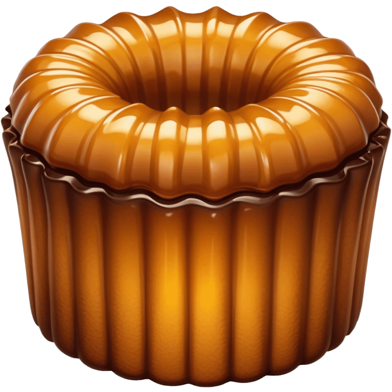 Cinematic rich cannelé, dark caramelized crust with a soft, custard-like interior, glossy finish, warm golden hues, elegant and indulgent. emoji