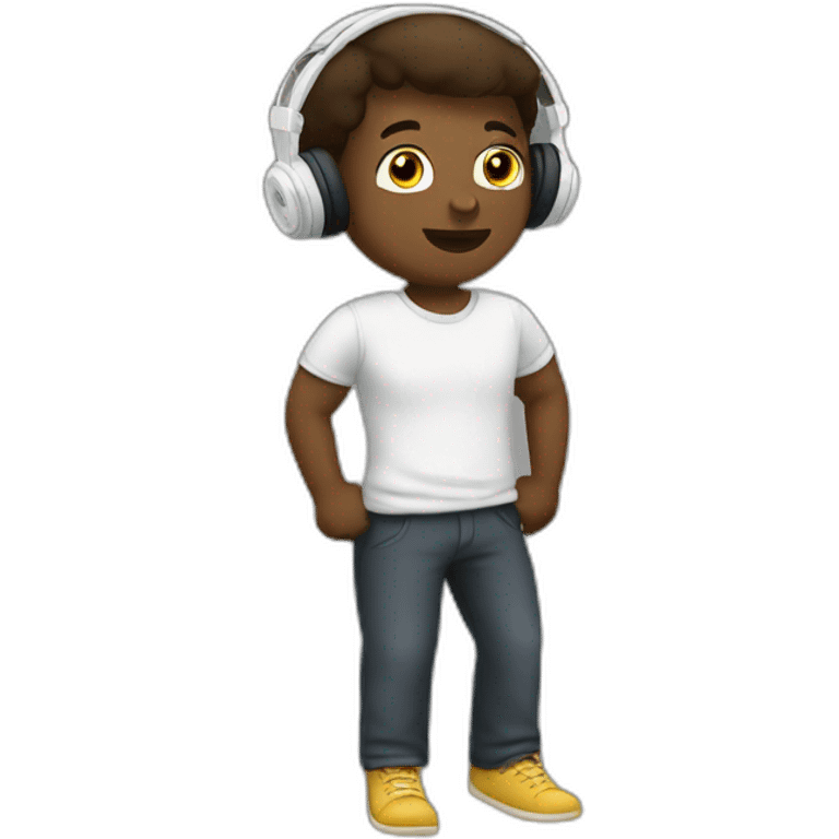 white student listening to music on class emoji