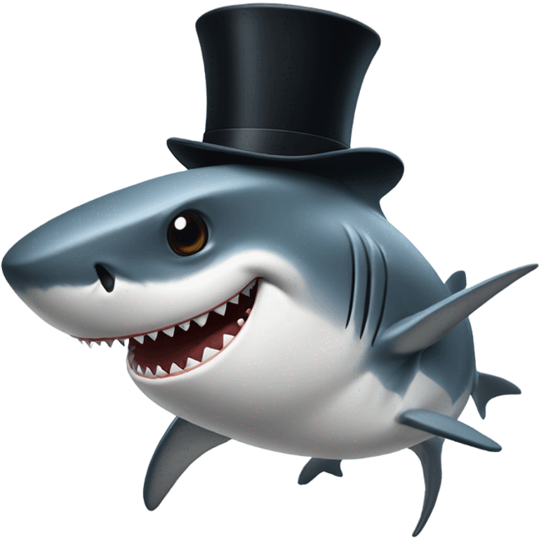 Shark with a top hat emoji