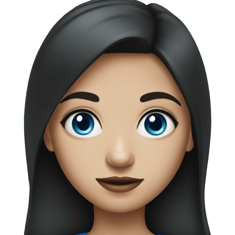 A girl with blue eyes and dark hair in a dress emoji