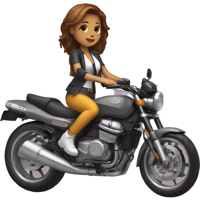 Chica en moto que anda de Moda motomami emoji