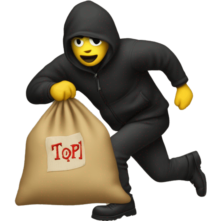 Thief stealing money bag with the word Toptier embroidered in it  emoji