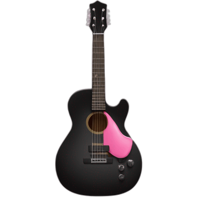 Black guitar with a thin coquette pink bow  emoji