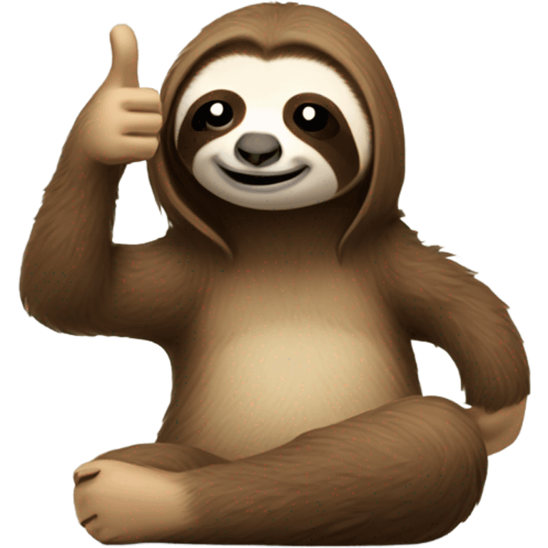 sloth lies face down and shows thumbs up emoji