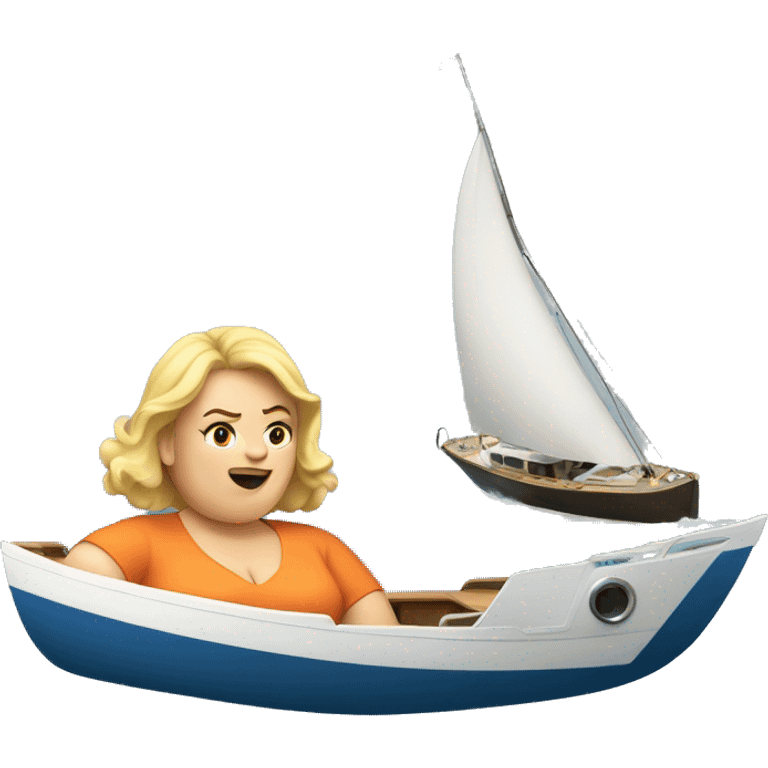 A fat blonde lady on a sinking yacht emoji