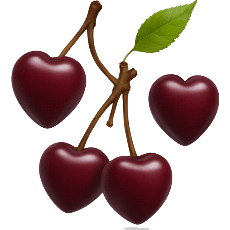 heart shaped burgundy cherries emoji