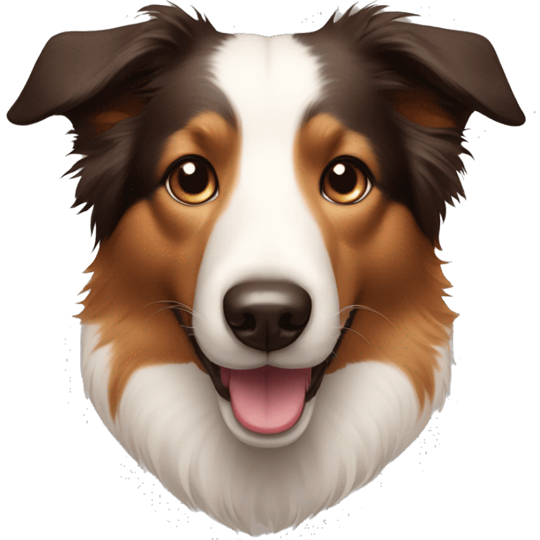 a border collie dog face with caramel fur around the eyes emoji