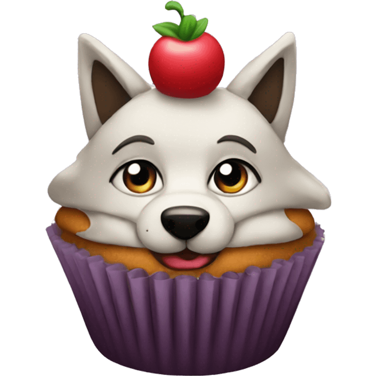 cupcake with wolf emoji