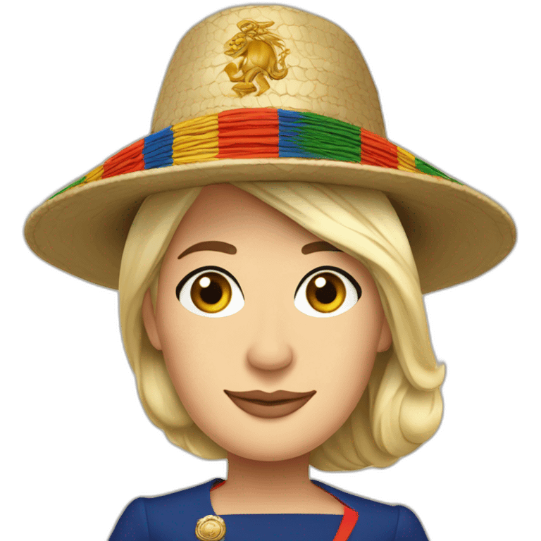 Marine Le Pen in traditional African dresswith africain hat emoji