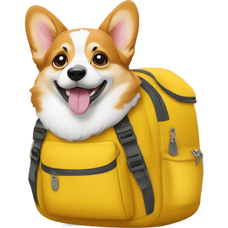 corgi inside yellow backpack emoji