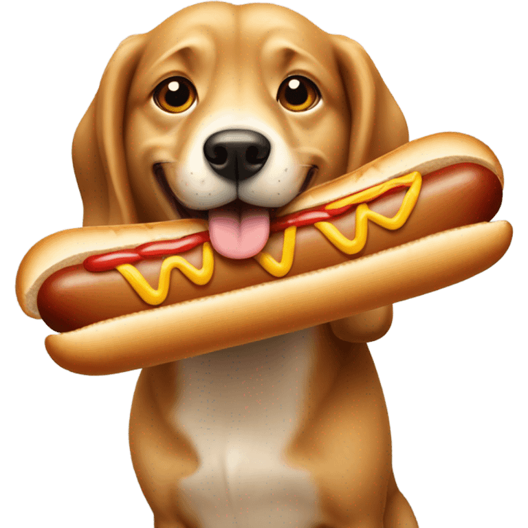 Dog eating hot dog emoji