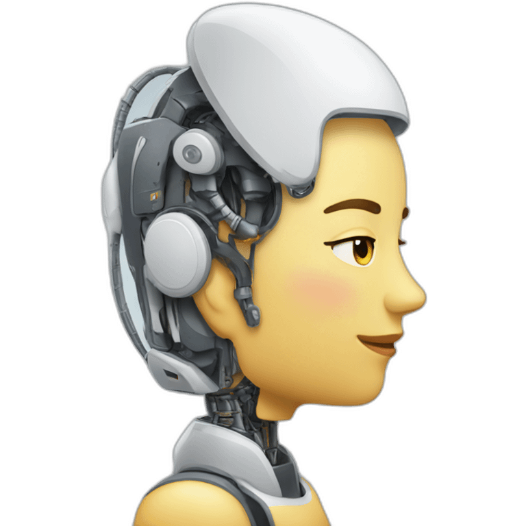 Person getting head massage from robot emoji