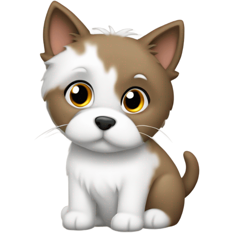 West Highland white terrier with brown cat and grey cat emoji