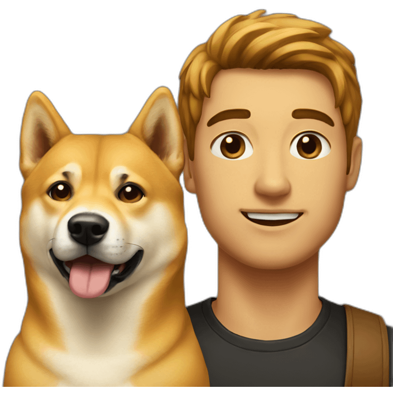 a human and a doge emoji