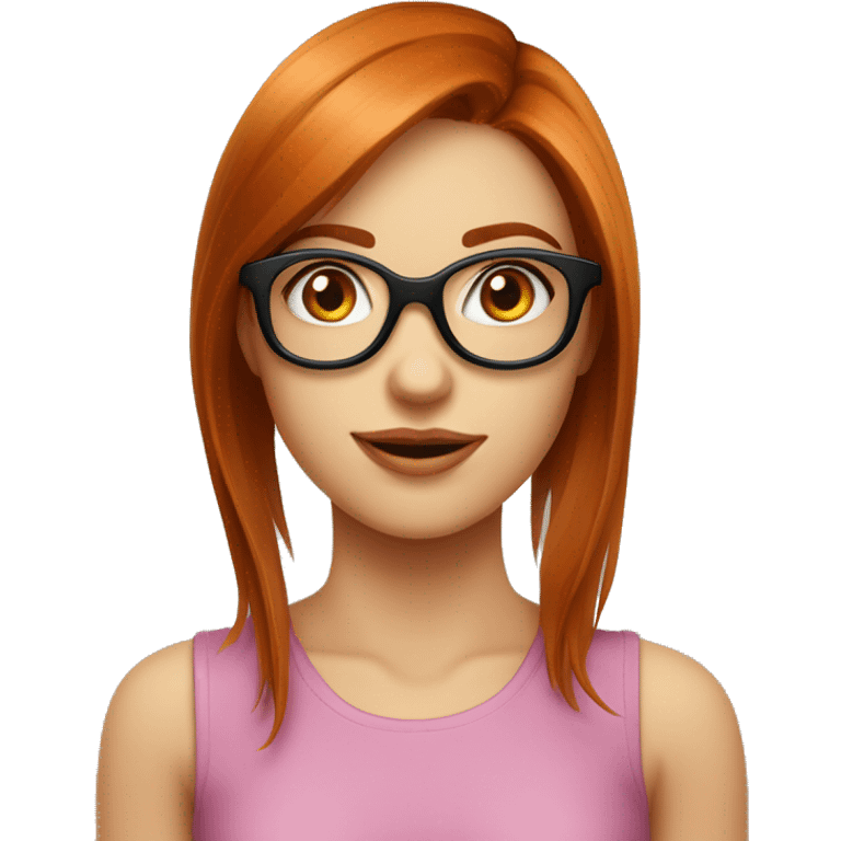 Fille rousse cheveux tres longs lisse lunettes ronde noire yeux   emoji