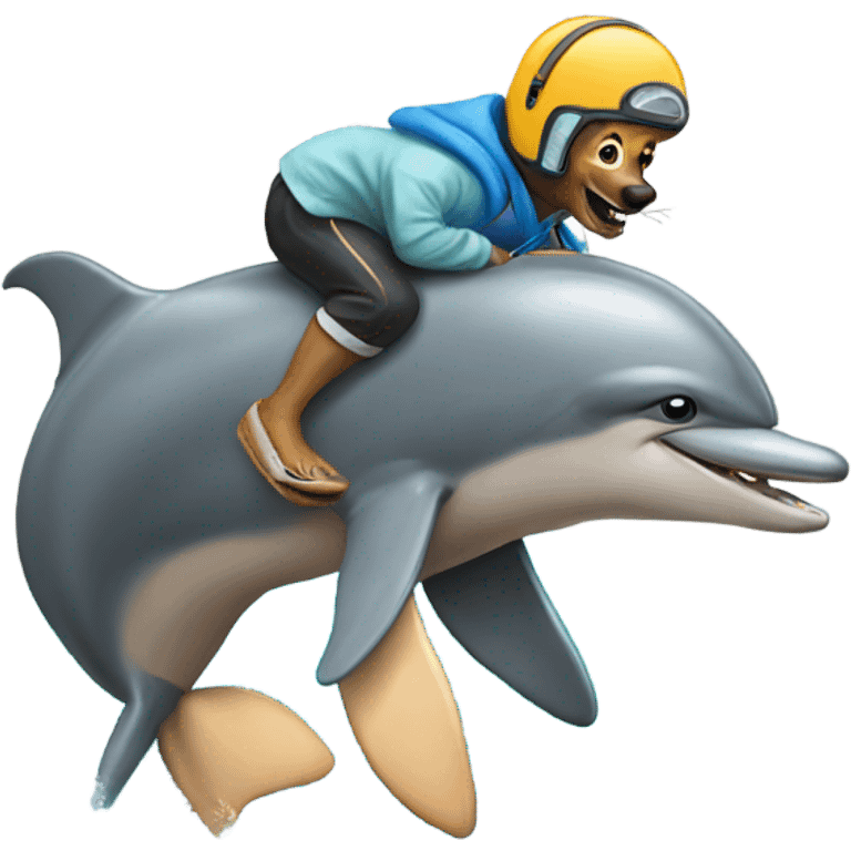 Dolphin riding a dog  emoji