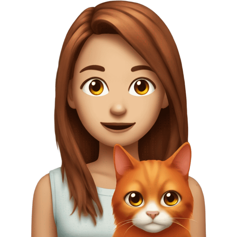 orang cat with brunnete girl emoji