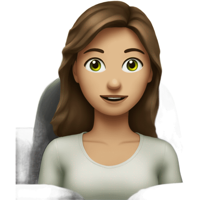 Brown haired green eyed Girl, driving to giant Eagle emoji