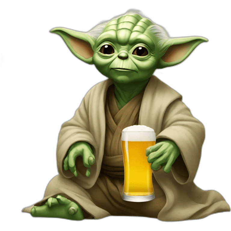 Yoda drinking a beer emoji