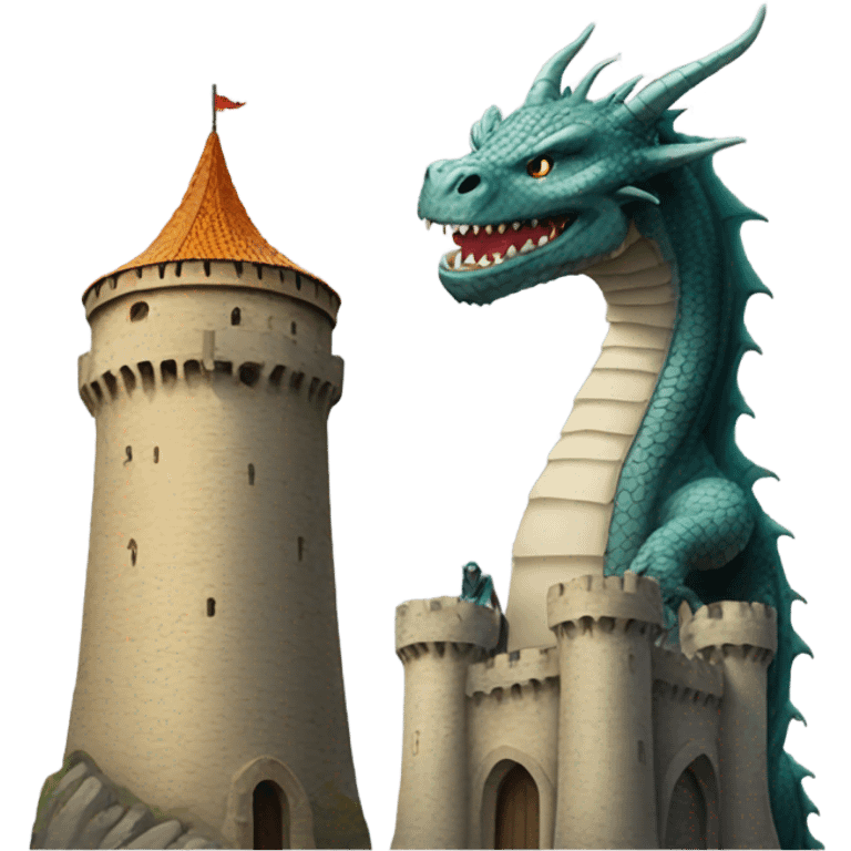 Two towers and a dragon emoji