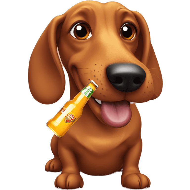 Weiner dog drinking a beer emoji