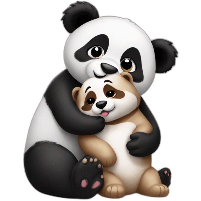 Panda kissing puppy emoji