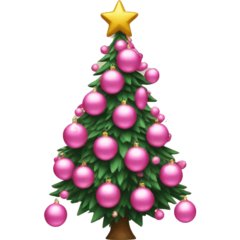 christmas tree with pink ornaments  emoji