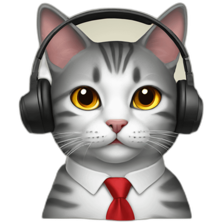 cat with red tie and headphone emoji