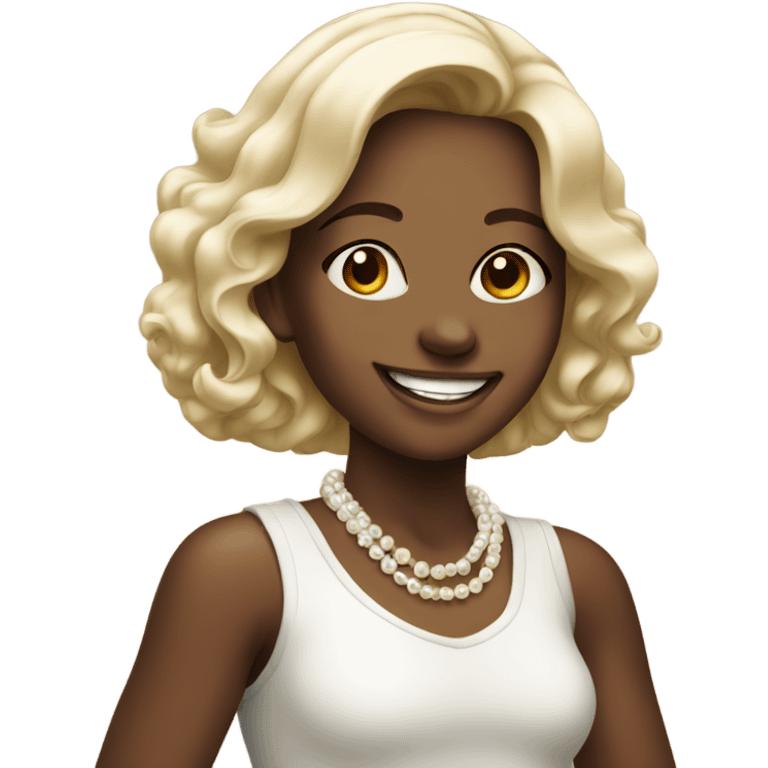 smiling girl with pearl necklace emoji