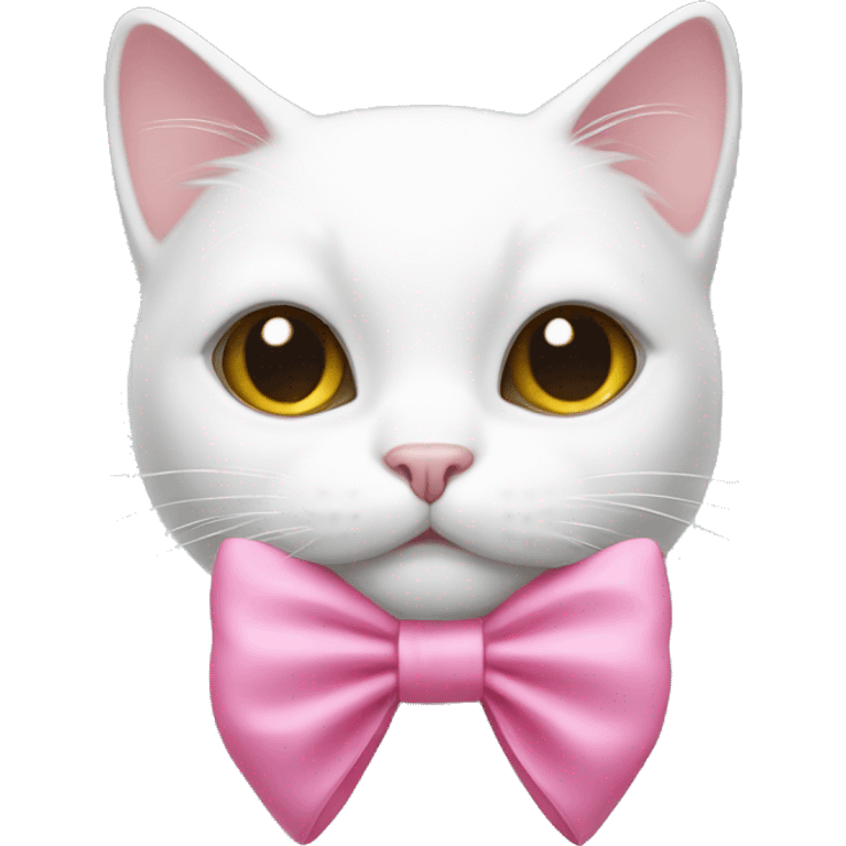 white cat with a pink bow emoji