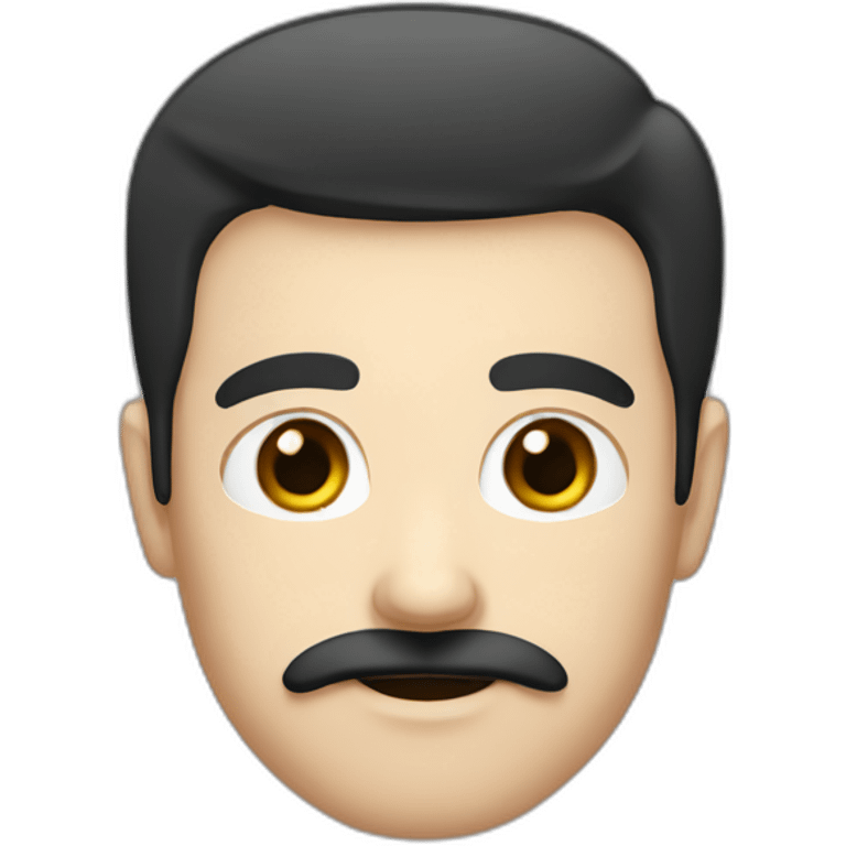 white men, black straight hair, square moustache emoji