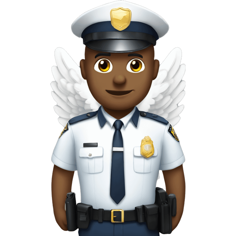 A WHITE Police man bald with cap with Big ANGEL WINGS emoji