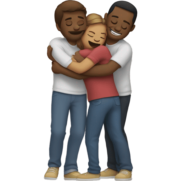 three people hugging emoji