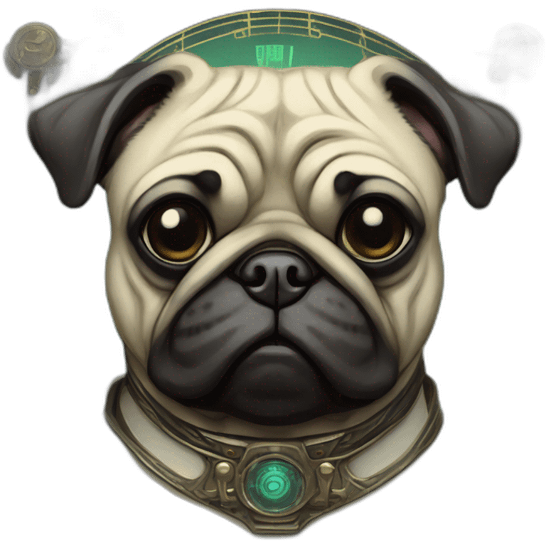 A cyberpunk pug in Art Nouveau style during 1910 emoji