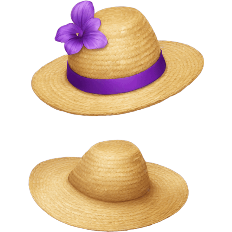 Straw hat with purple emoji