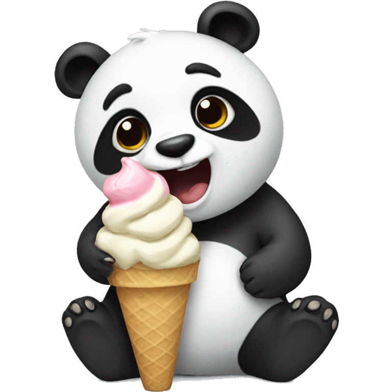 Panda eating ice cream emoji