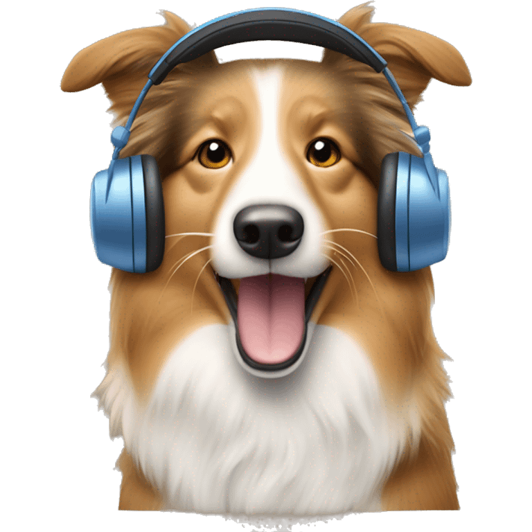 shetland sheepdog wearing a headset emoji