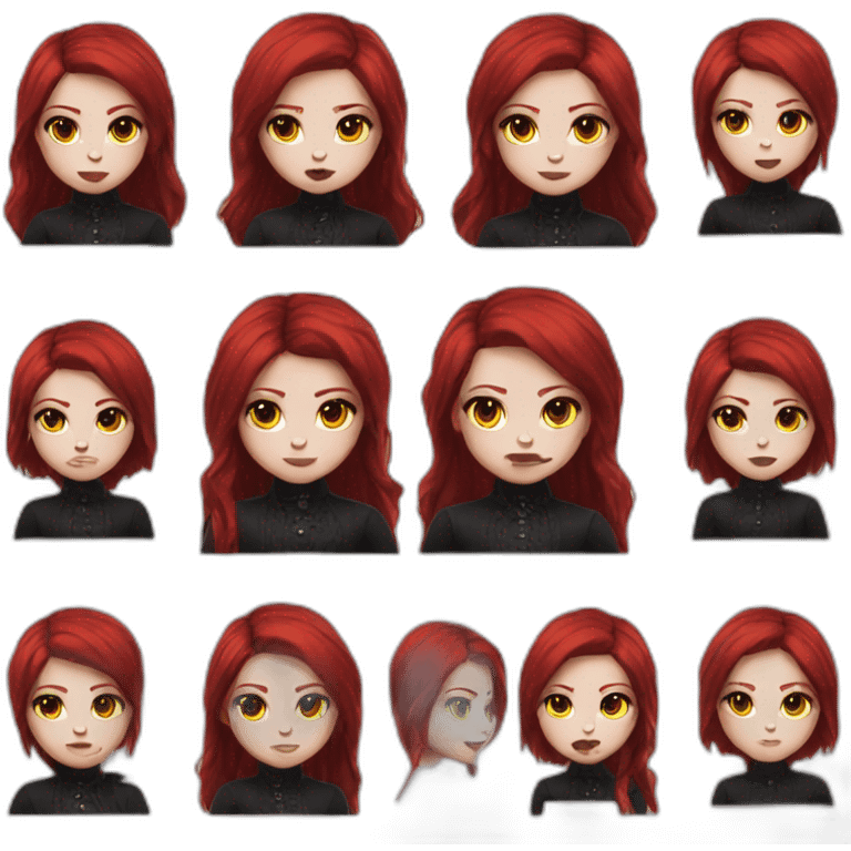 goth girl with half black and red hair emoji