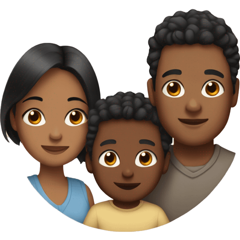 Couple with black hair and baby boy emoji