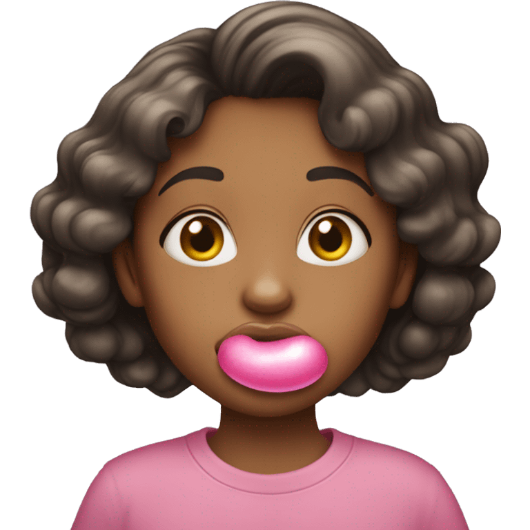 Girl with bubble gum emoji