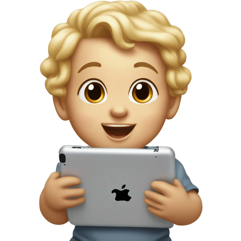 Baby flying with iPad  emoji