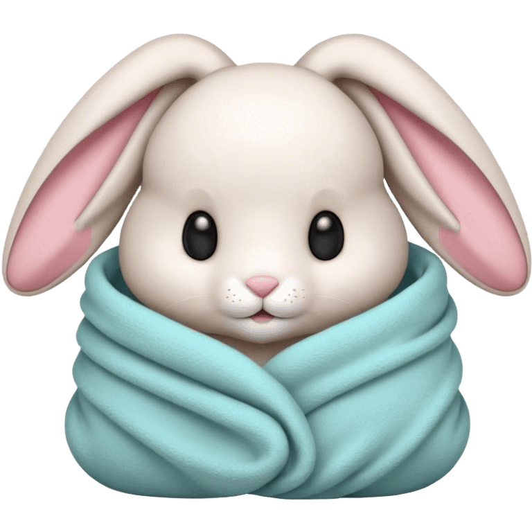 Floppy-eared bunny cozy in blanket  emoji