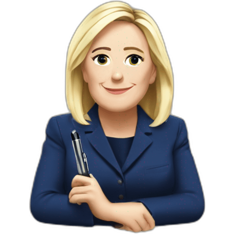 marine le pen avec un pen emoji