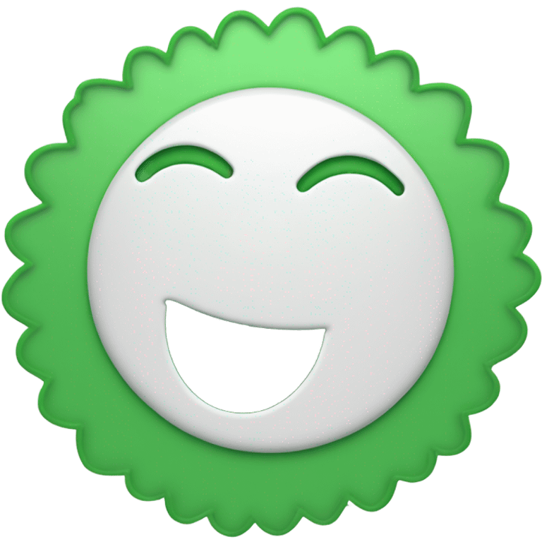 create one emoji shape of a circular green badge that has scalloped edges and a white outline of a computer inside emoji